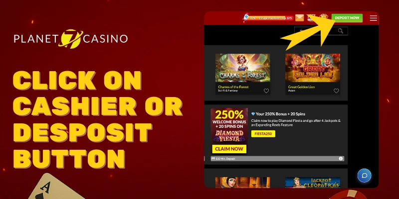 Click on cashier or desposit button